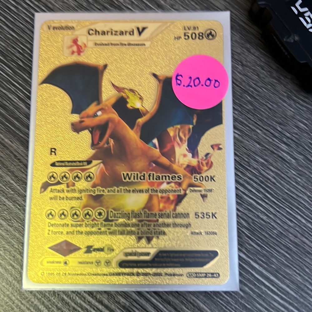 VEcolution Charizard V HP 508 Gold Pokémon Card.
